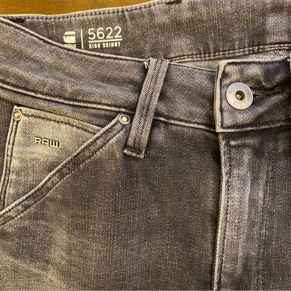 G-Star Raw Size 26 Jeans 5622 Knee Zip High Rise Skinny Women’s Gray Stretch - Picture 9 of 15